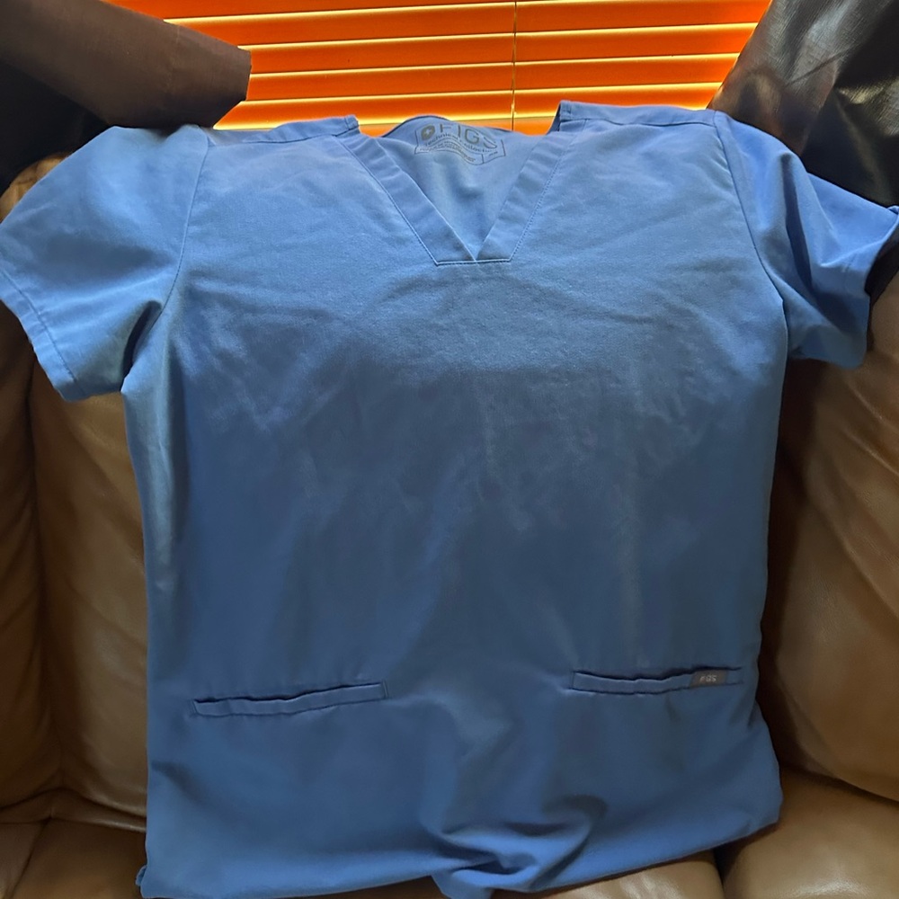 Blue V-Neck Scrub Top